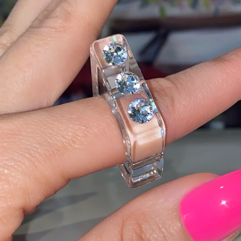 Acrylic Crystal Ring Embellished With Genuine“Crystal Stone Elements” New!
